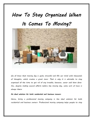 How To Stay Organized When It Comes To Moving