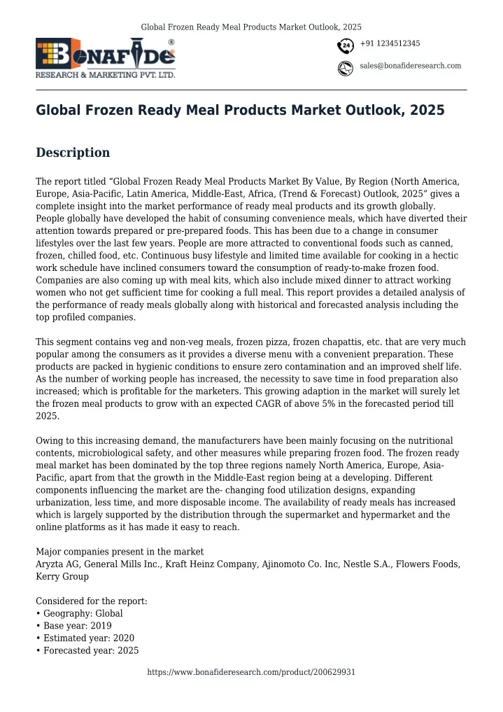 global frozen ready meal products market outlook