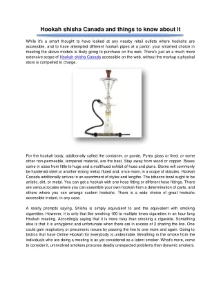 Hookah shisha Canada and things to know about it