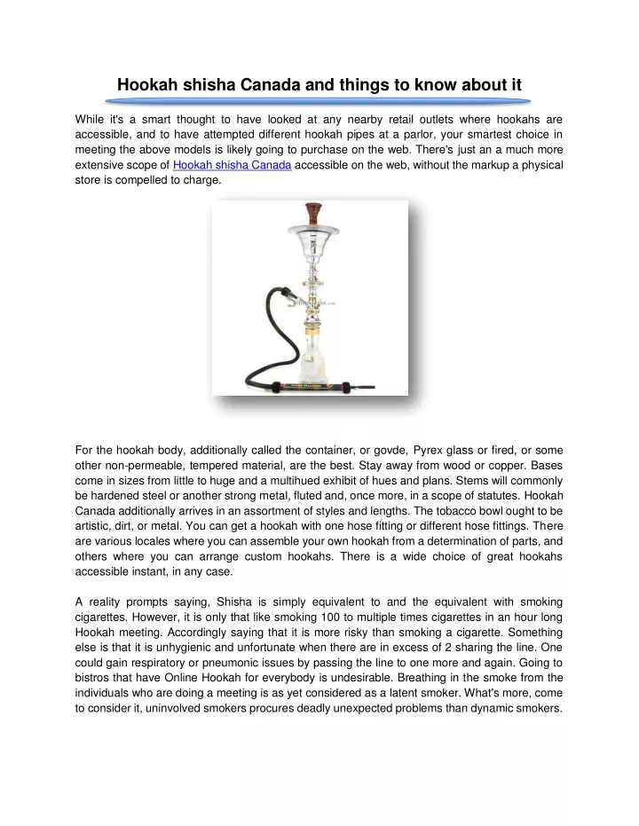 hookah shisha canada and things to know about