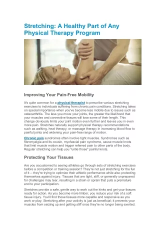 Stretching: A Healthy Part of Any Physical Therapy Program