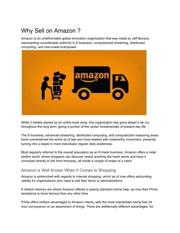 why sell on amazon