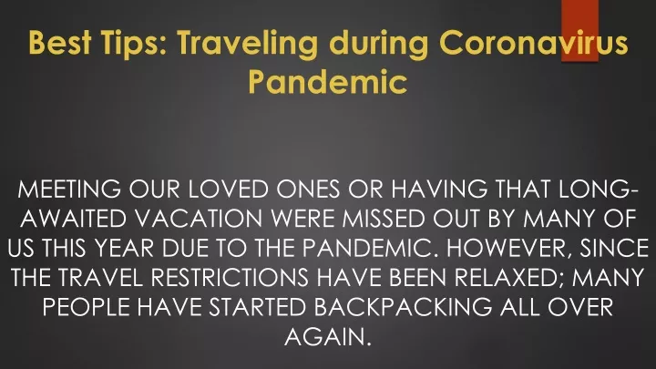 best tips traveling during coronavirus pandemic