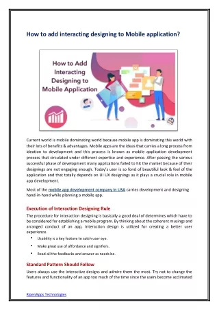How to add interacting designing to Mobile application?