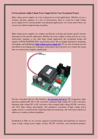 get exceptional a high voltage power supply