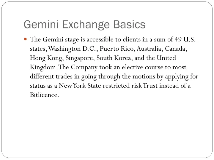 gemini exchange basics
