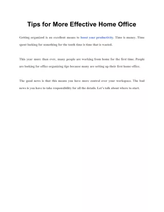 tips for more effective home office