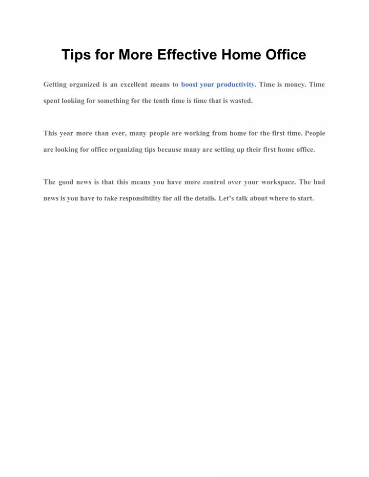 tips for more effective home office