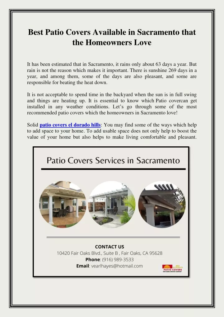 best patio covers available in sacramento that