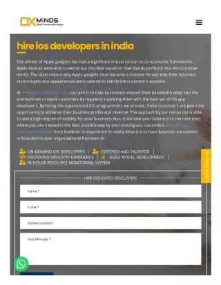 Hire Dedicated iOS App developers in India - DxMinds