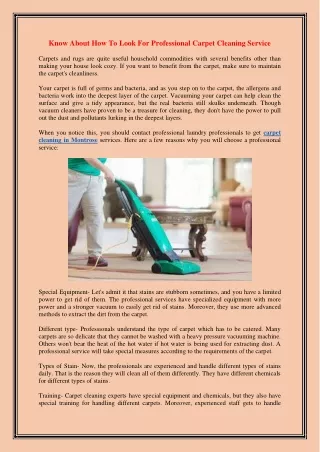know about how to look for professional carpet