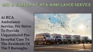 Get A Career At RCA Ambulance Service