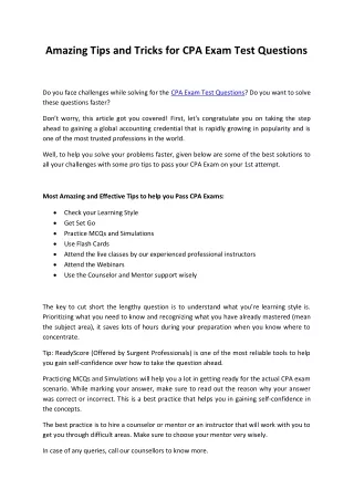 amazing tips and tricks for cpa exam test