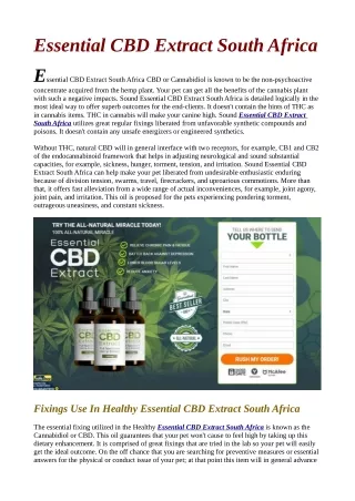 Where can i buy Essential CBD Extract South Africa Read Reviews & Scam!