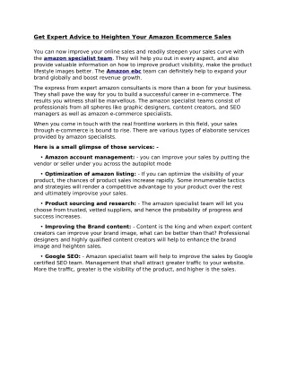 get expert advice to heighten your amazon