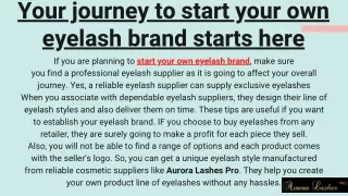 Your journey to start your own eyelash brand starts here