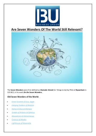 are seven wonders of the world still relevant
