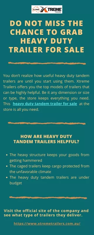 Do Not Miss the Chance to Grab Heavy Duty Trailer for Sale
