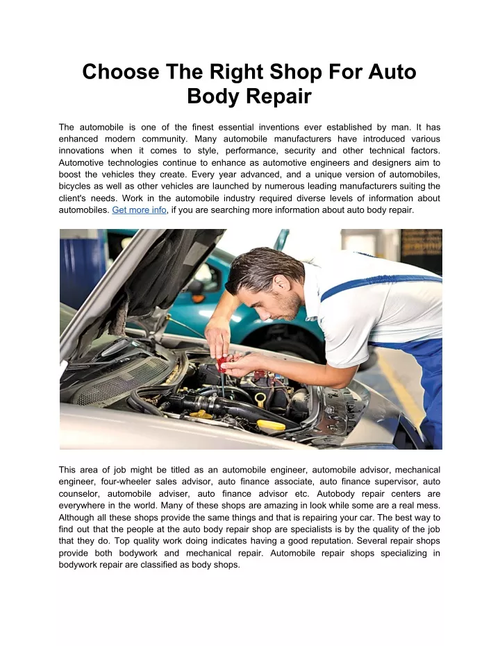 choose the right shop for auto body repair