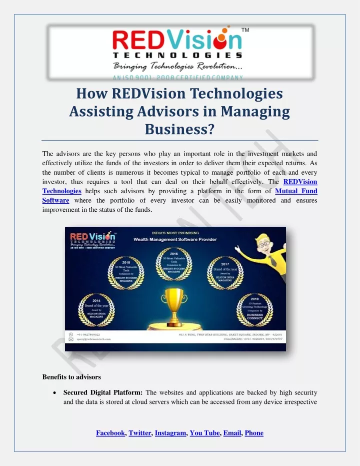 how redvision technologies assisting advisors