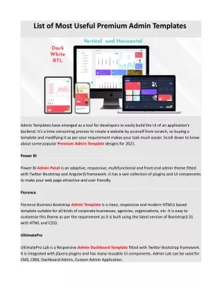 list of most useful premium admin templates