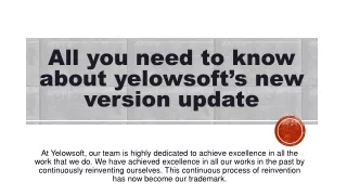all you need to know about yelowsoft s new version update