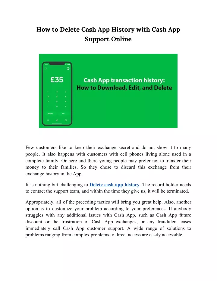 how to delete cash app history with cash
