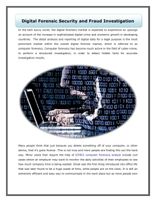 digital forensic security and fraud investigation