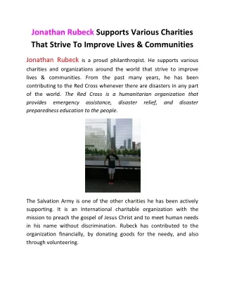 jonathan rubeck supports various charities that