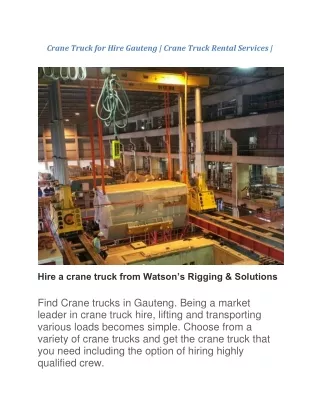 crane truck for hire gauteng crane truck rental