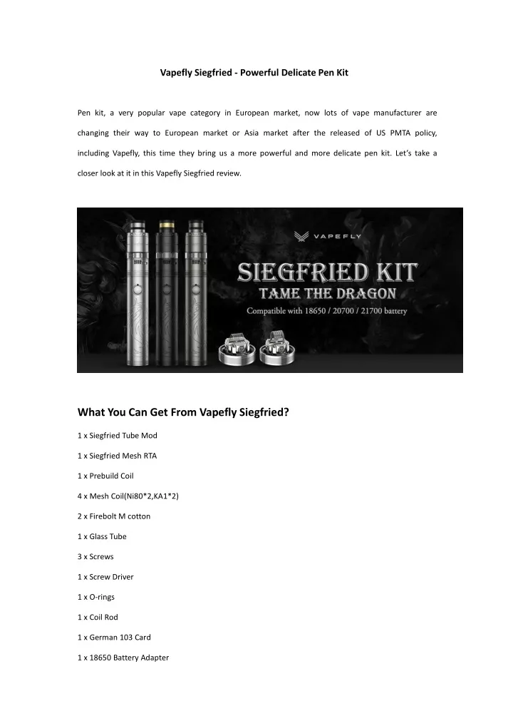 vapefly siegfried powerful delicate pen kit