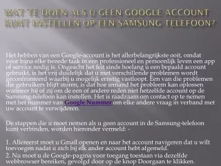 wat te doen als u geen google account kunt instellen op een samsung telefoon