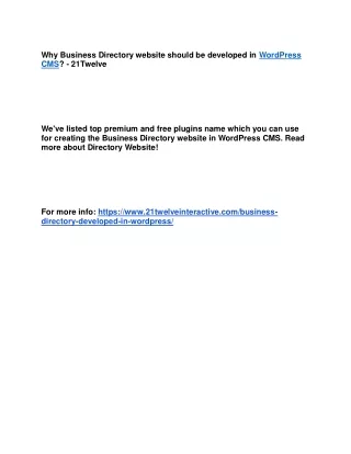 why business directory website should