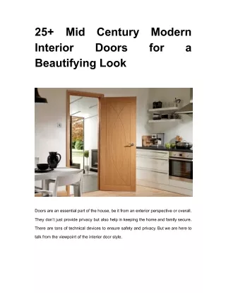 Amazing Mid Century Modern Interior Doors for a Beautifying Look
