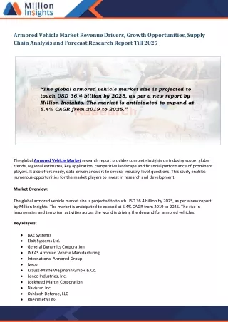 armored vehicle market revenue drivers growth