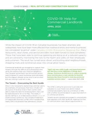 COVID-19: Help for Commercial Landlords