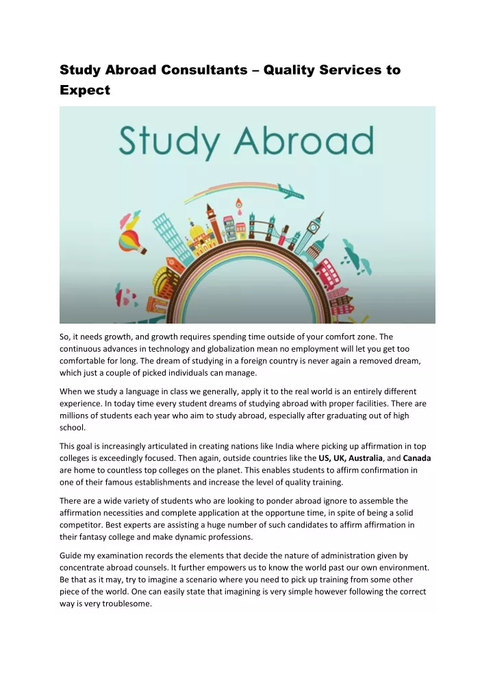 study abroad consultants quality services