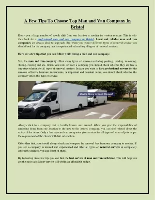 a few tips to choose top man and van company