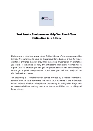 taxi service bhubaneswar help you reach your