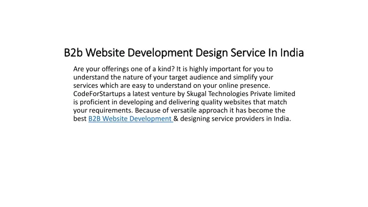b2b website development design service in india