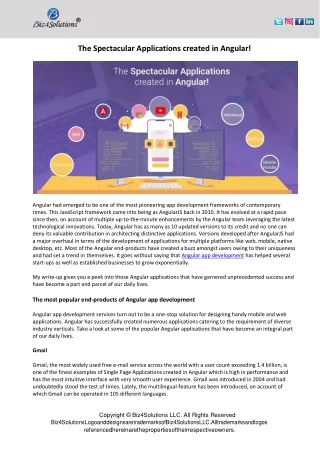 the spectacular applications created in angular