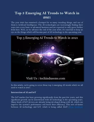 Top 3 Emerging AI Trends to Watch in 2021