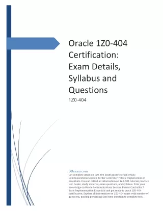 Oracle 1Z0-404 Certification: Exam Details, Syllabus and Questions