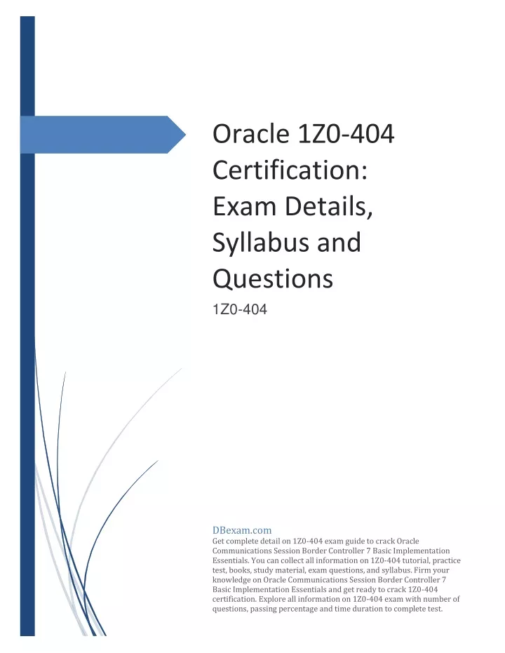 oracle 1z0 404 certification exam details