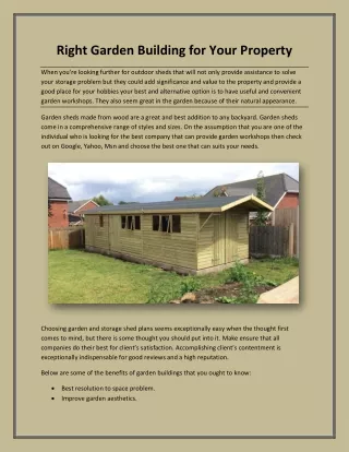 Right Garden Building for Your Property