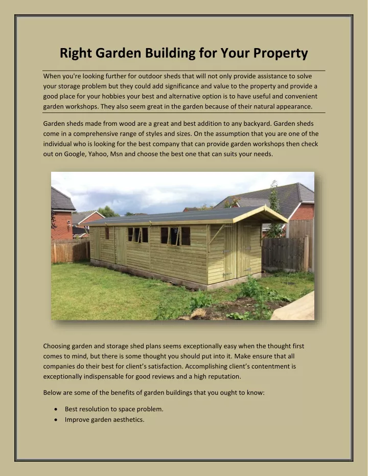 right garden building for your property