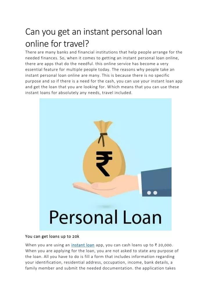 can you get an instant personal loan online