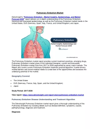 Pulmonary Embolism Market Trends, Market Research Report 2030