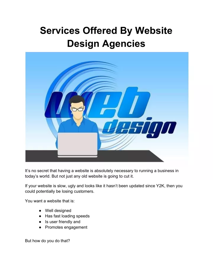 services offered by website design agencies