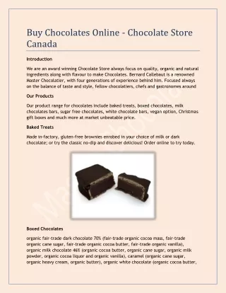 Buy Chocolates Online - Chocolate Store Canada
